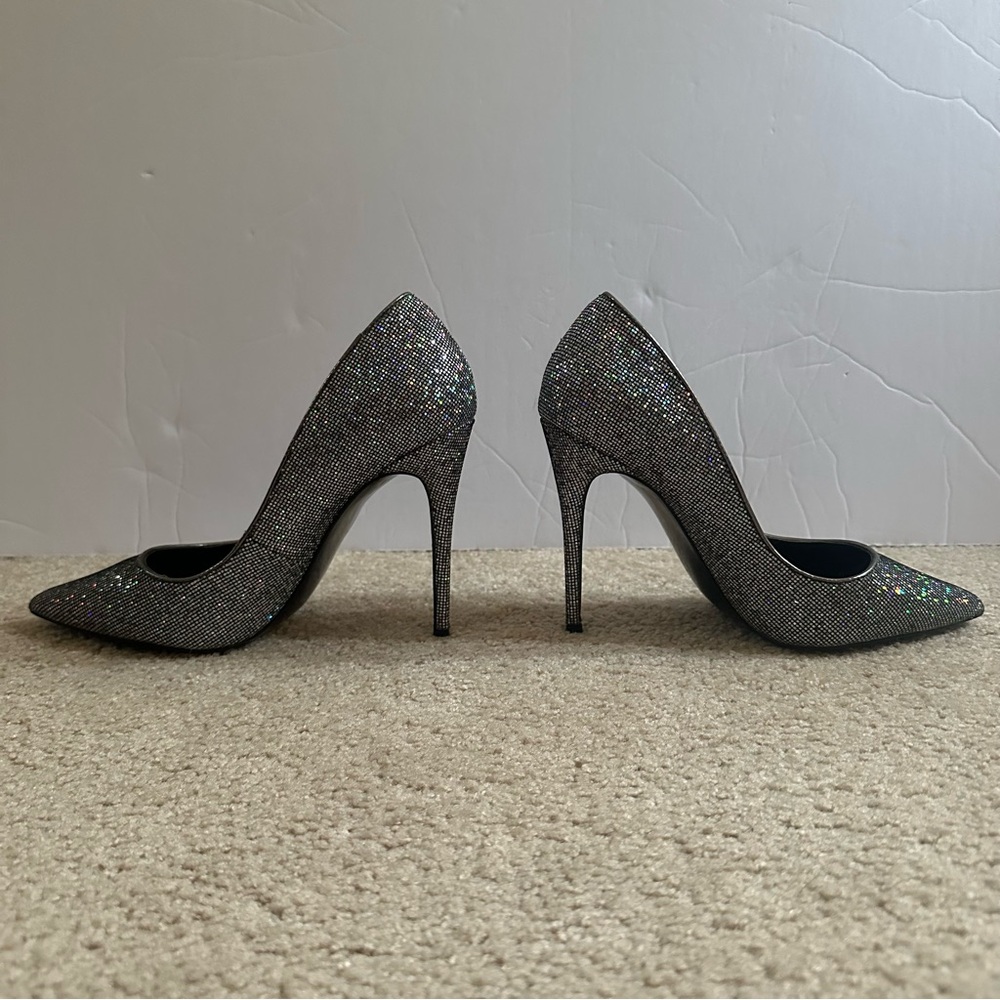 Steve Madden Daisie disco ball Silver Glitter High Heels pumps sparkle size 7 - Picture 4 of 11